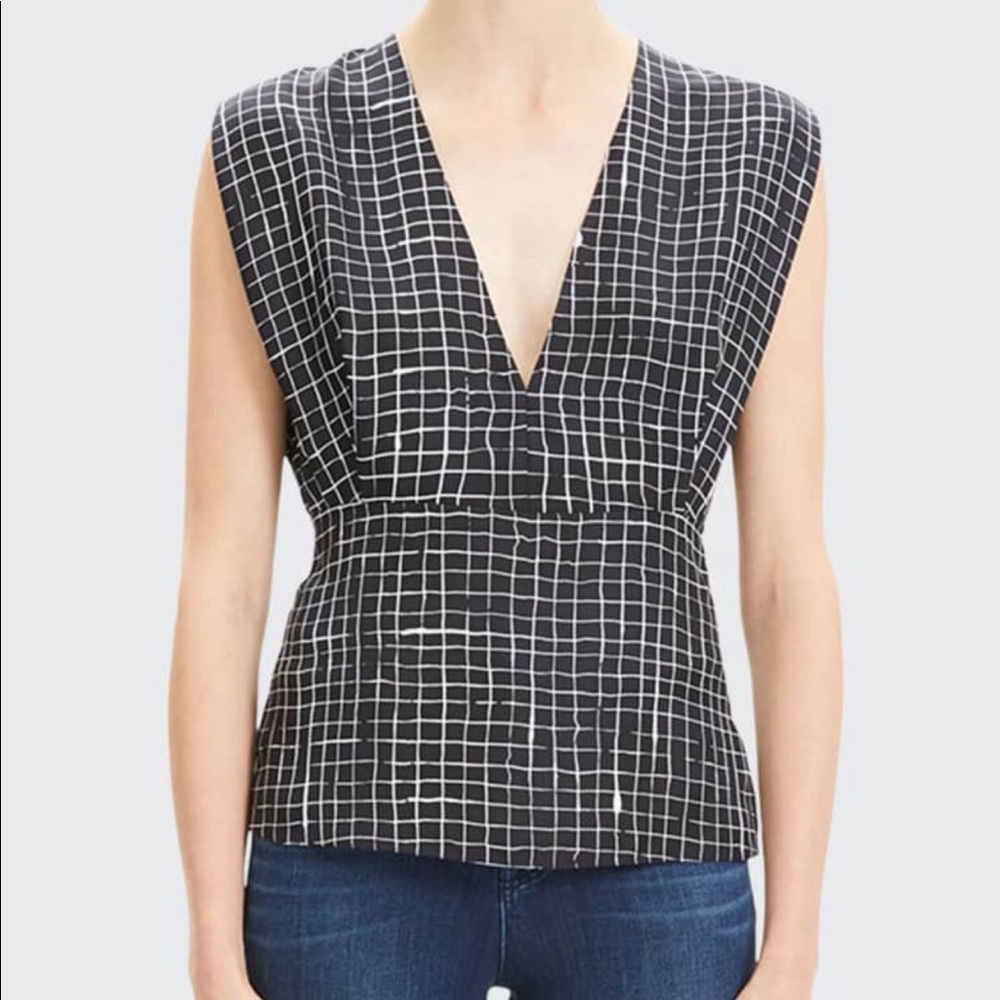 THEORY Kimono Pleat Silk Sleeveless Top‎